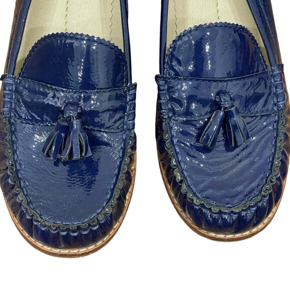 Dolce Vita Women’s Blue Patent Leather Tassel Penny Loafer Size 7.5 - Picture 6 of 12